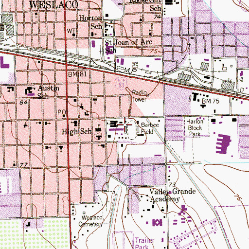 Topographic Map of Barbee Field, TX
