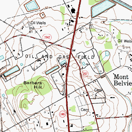 Topographic Map of Barbers Hill Oil Field, TX