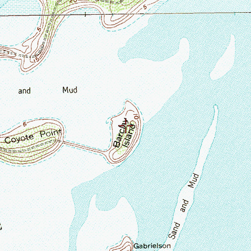 Topographic Map of Barclay Island, TX