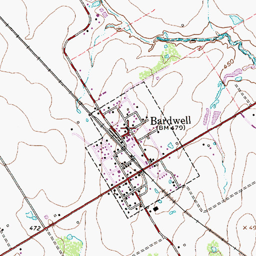 Topographic Map of Bardwell, TX