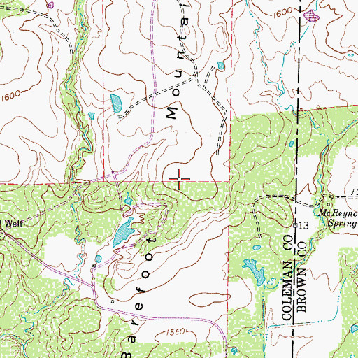 Topographic Map of Barefoot Mountains, TX