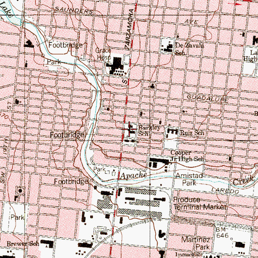 Topographic Map of Barkley School, TX