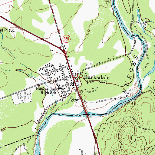 Topographic Map of Barksdale, TX
