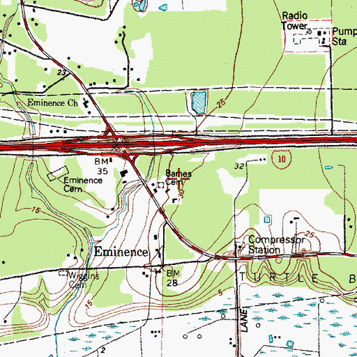 Topographic Map of Barnes Cemetery, TX
