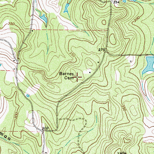 Topographic Map of Barnes Cemetery, TX