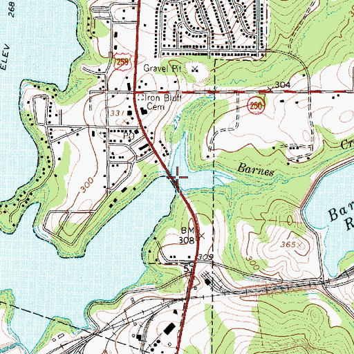 Topographic Map of Barnes Creek, TX