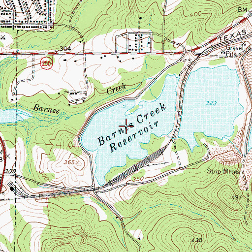 Topographic Map of Barnes Creek Reservoir, TX