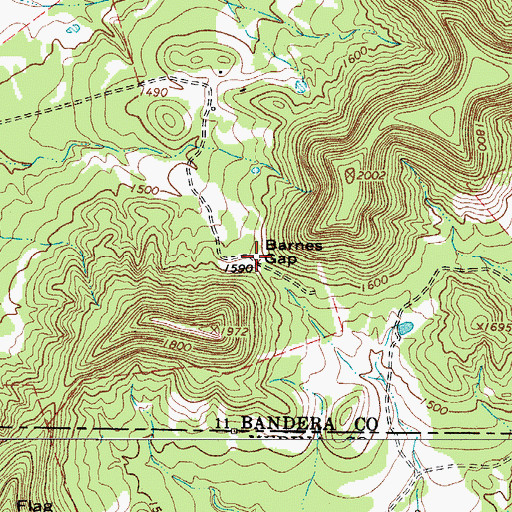 Topographic Map of Barnes Gap, TX