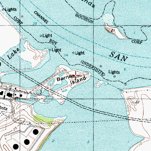 Topographic Map of Barnes Island, TX