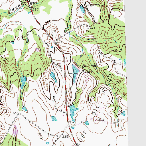 Topographic Map of Barnes Lake, TX