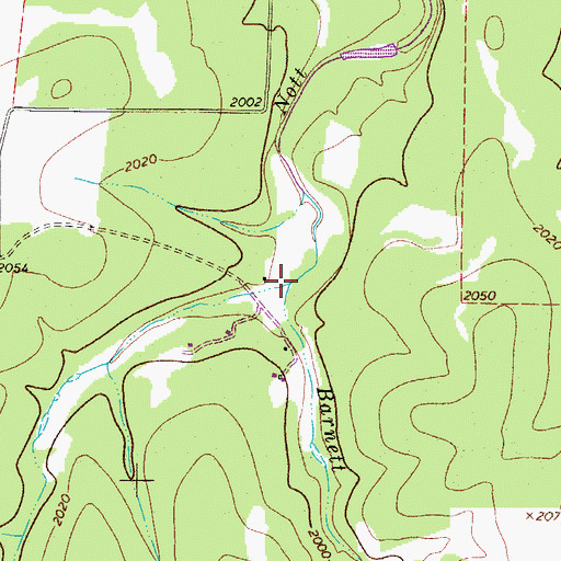 Topographic Map of Barnett Branch, TX