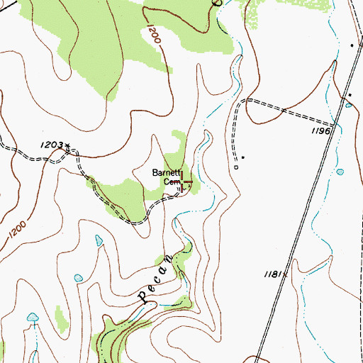 Topographic Map of Barnett Cemetery, TX