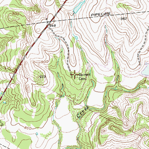 Topographic Map of Barnett Cemetery, TX