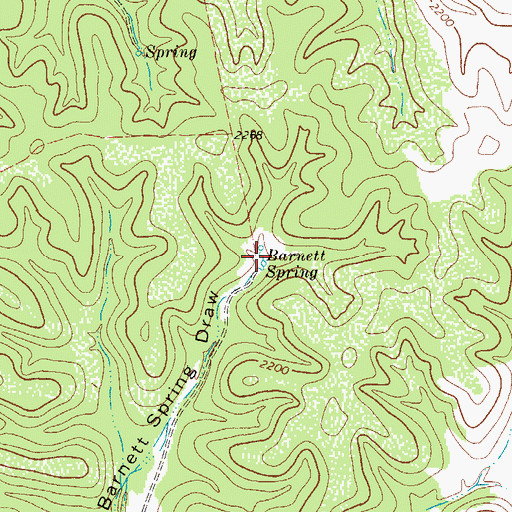 Topographic Map of Barnett Spring, TX