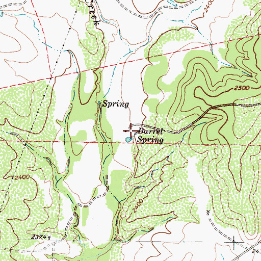 Topographic Map of Barrel Spring, TX