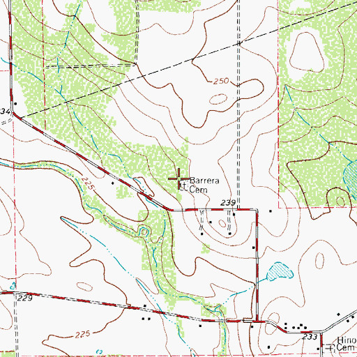 Topographic Map of Barrera Cemetery, TX