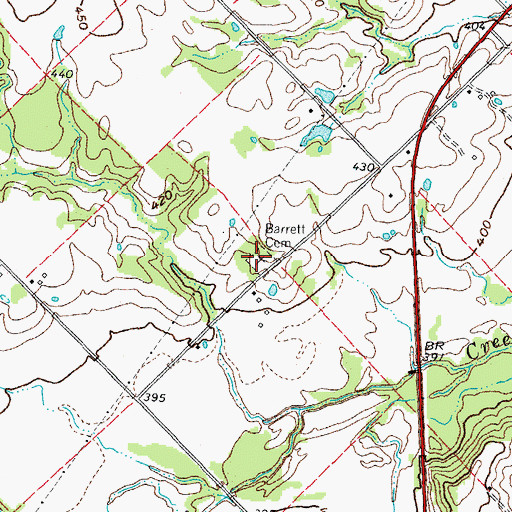Topographic Map of Barrett Cemetery, TX