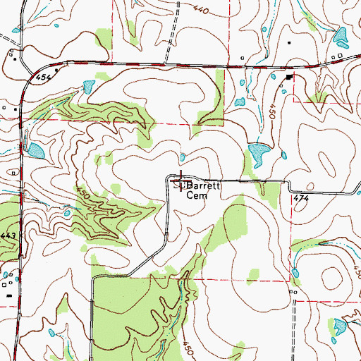 Topographic Map of Barrett Cemetery, TX