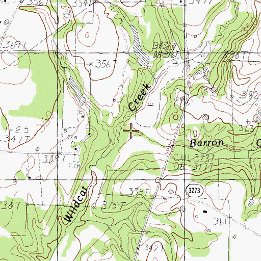 Topographic Map of Barron Creek, TX