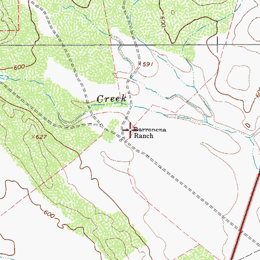 Topographic Map of Barronena Ranch, TX