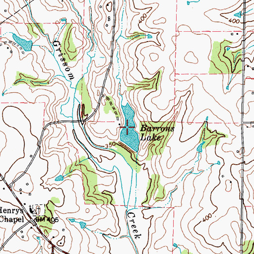 Topographic Map of Barrons Lake, TX
