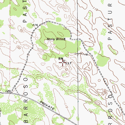 Topographic Map of Barroso Pasture, TX