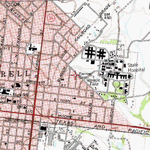 Topographic Map of Barrow Cemetery, TX