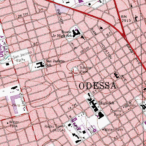Topographic Map of Barrow Park, TX