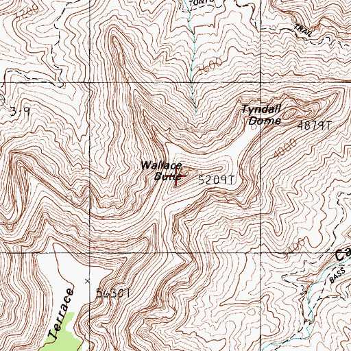 Topographic Map of Wallace Butte, AZ