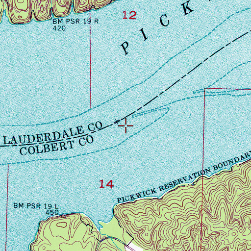Topographic Map of Riverton Ferry (historical), AL