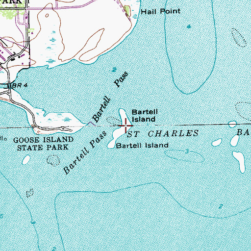 Topographic Map of Bartell Island, TX