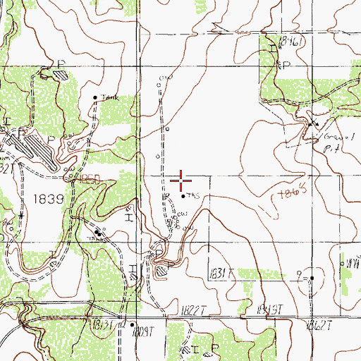 Topographic Map of Bartlett Oil Field, TX