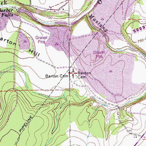 Topographic Map of Barton Cemetery, TX