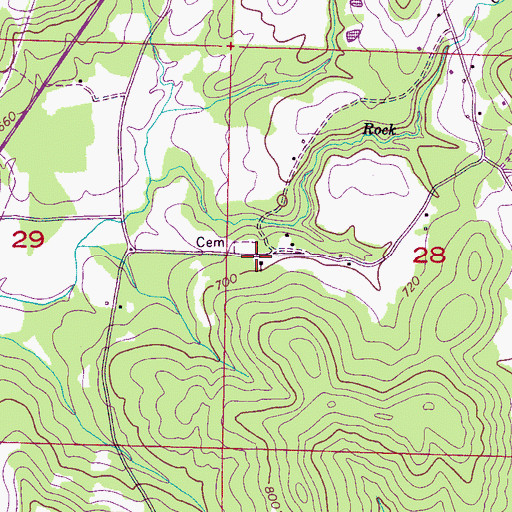 Topographic Map of Rock Creek Church of Christ, AL