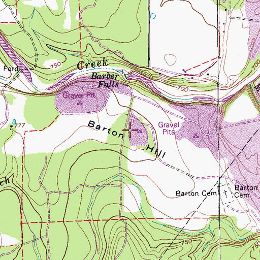 Topographic Map of Barton Hill, TX