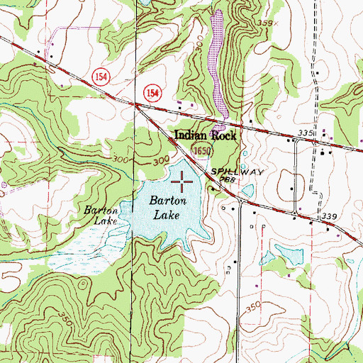 Topographic Map of Barton Lake, TX