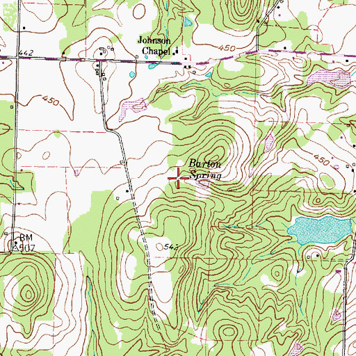Topographic Map of Barton Spring, TX
