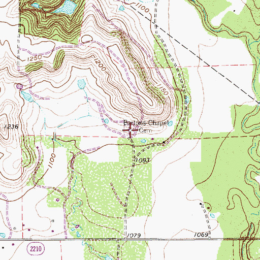 Topographic Map of Bartons Chapel Cemetery, TX