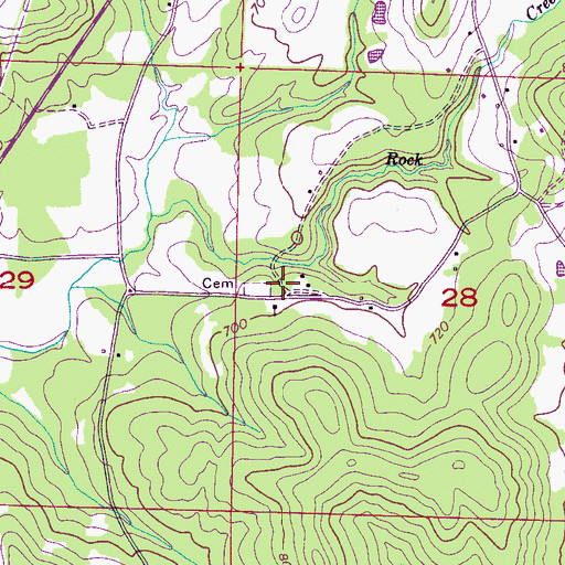 Topographic Map of Rock Creek School (historical), AL