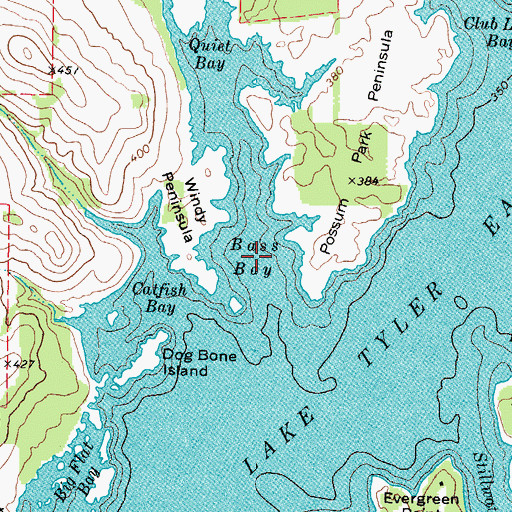 Topographic Map of Bass Bay, TX