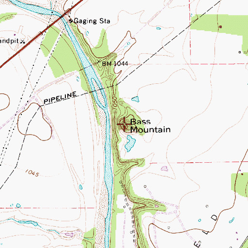 Topographic Map of Bass Mountain, TX