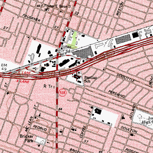 Topographic Map of Bastian School, TX