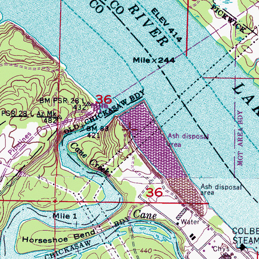 Topographic Map of Roses Bluff, AL