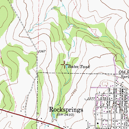 Topographic Map of Bates Tank, TX