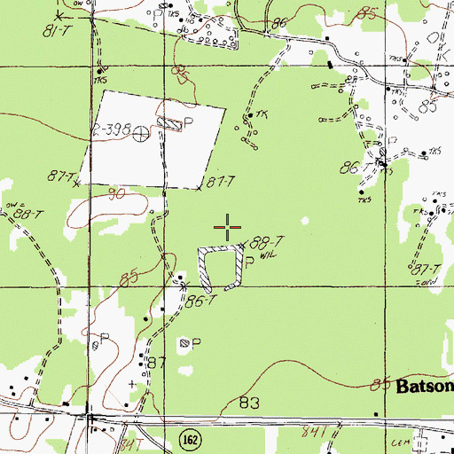 Topographic Map of Batson Oil Field, TX