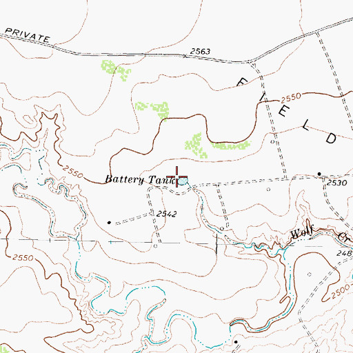 Topographic Map of Battery Tank, TX