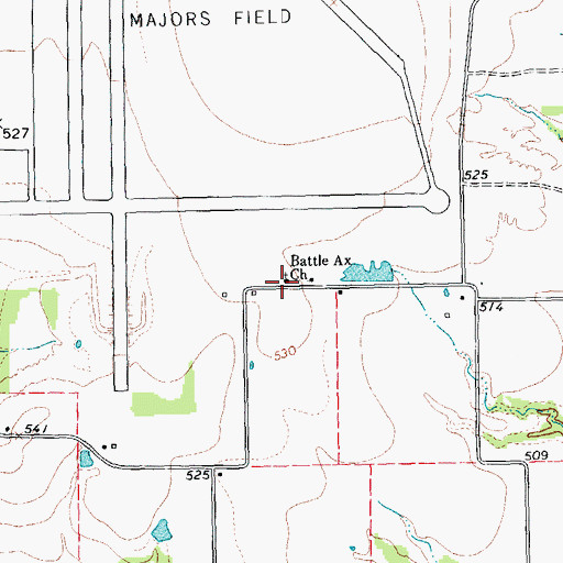 Topographic Map of Battle Ax Church, TX