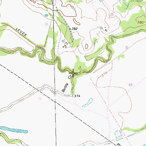 Topographic Map of Battle Creek, TX