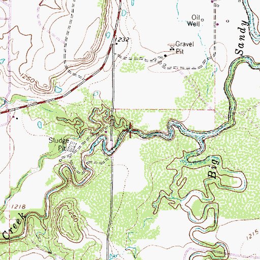 Topographic Map of Battle Creek, TX