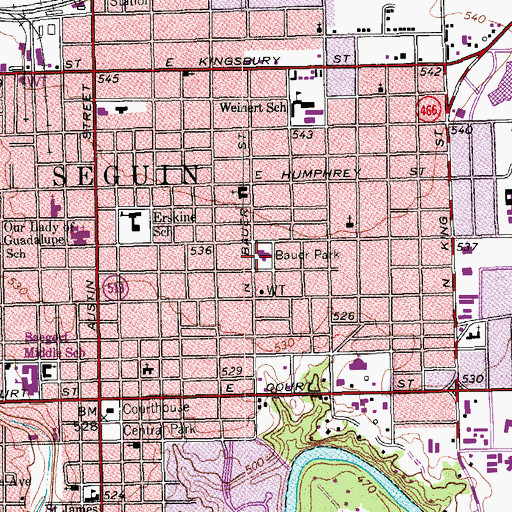 Topographic Map of Bauer Park, TX